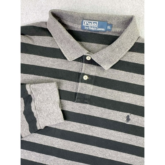 Polo Ralph Lauren Other - Polo Ralph Lauren Striped Polo Shirt Men's Size XL Long Sleeve Black Gray Stripe